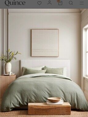 Quince Olive Honeycomb Duvet Cover And Shams Full/Queen